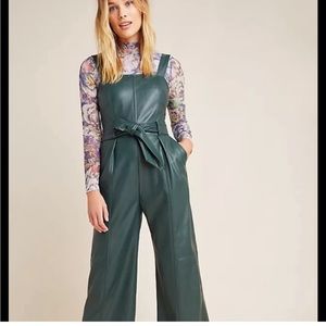 Anthropologie faux leather jumpsuit